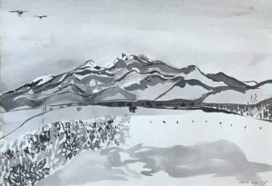 Ann Saint John Hawley paints a winter landscape