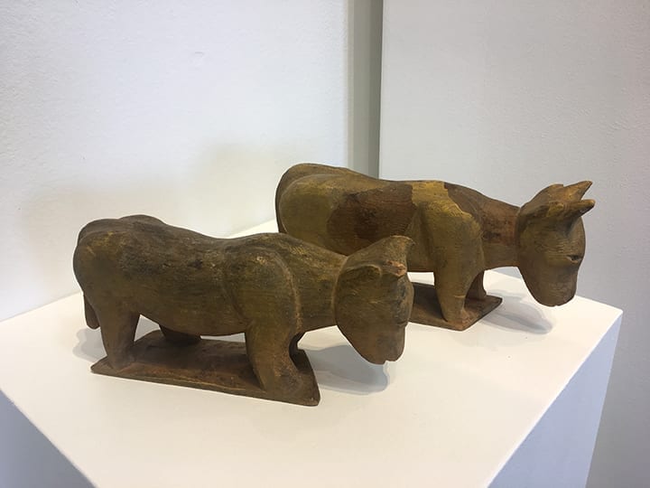 Oxen x 2 wood carvings created by Patrocino Barela