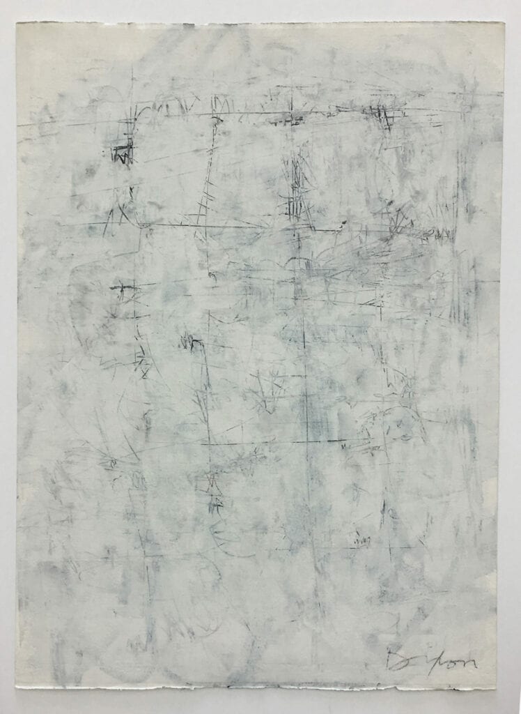 Buried grid oil and graphite on paper by Tom Dixon