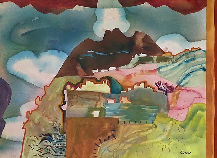 Untitled Taos watercolor on paper by Keith Crown