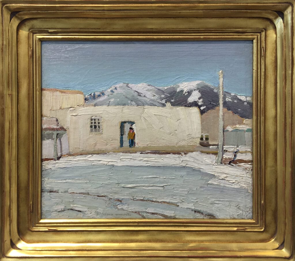 Untitled, Taos Winter Adobes oil on canva by Victor Higgins