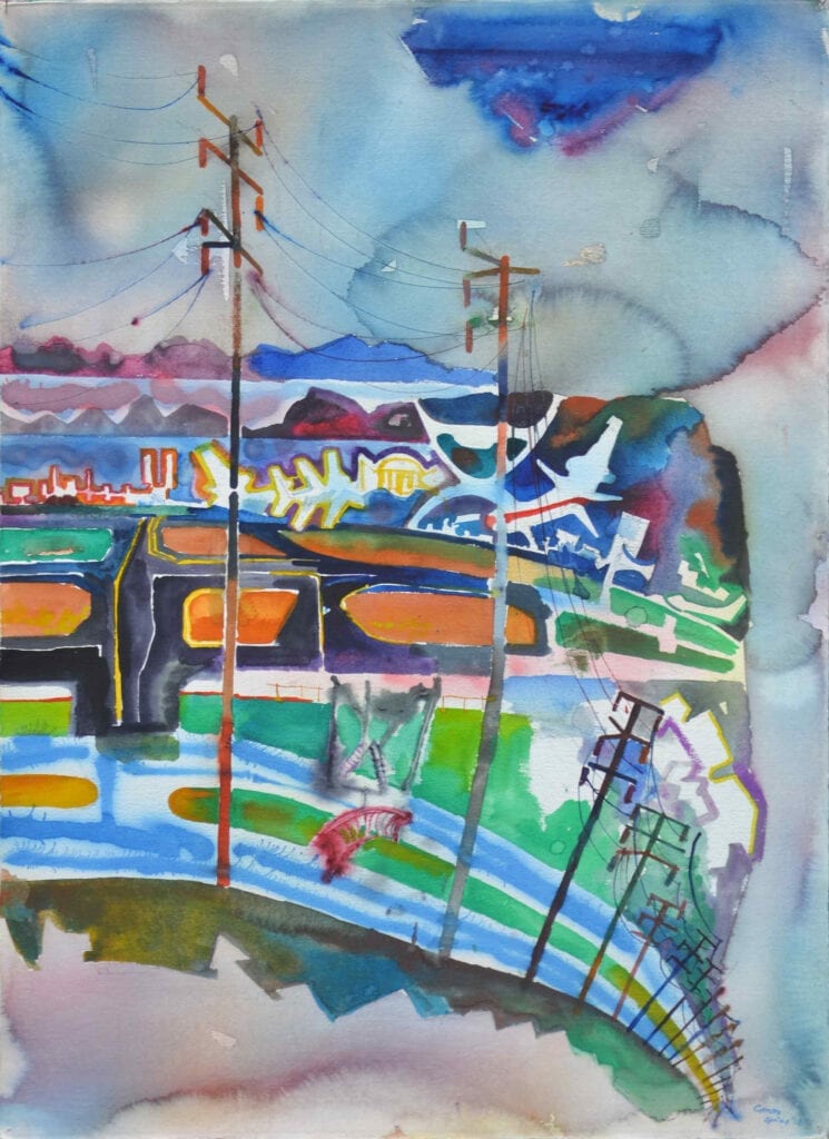 untitled LAX watercolor on paper by Keith Crown