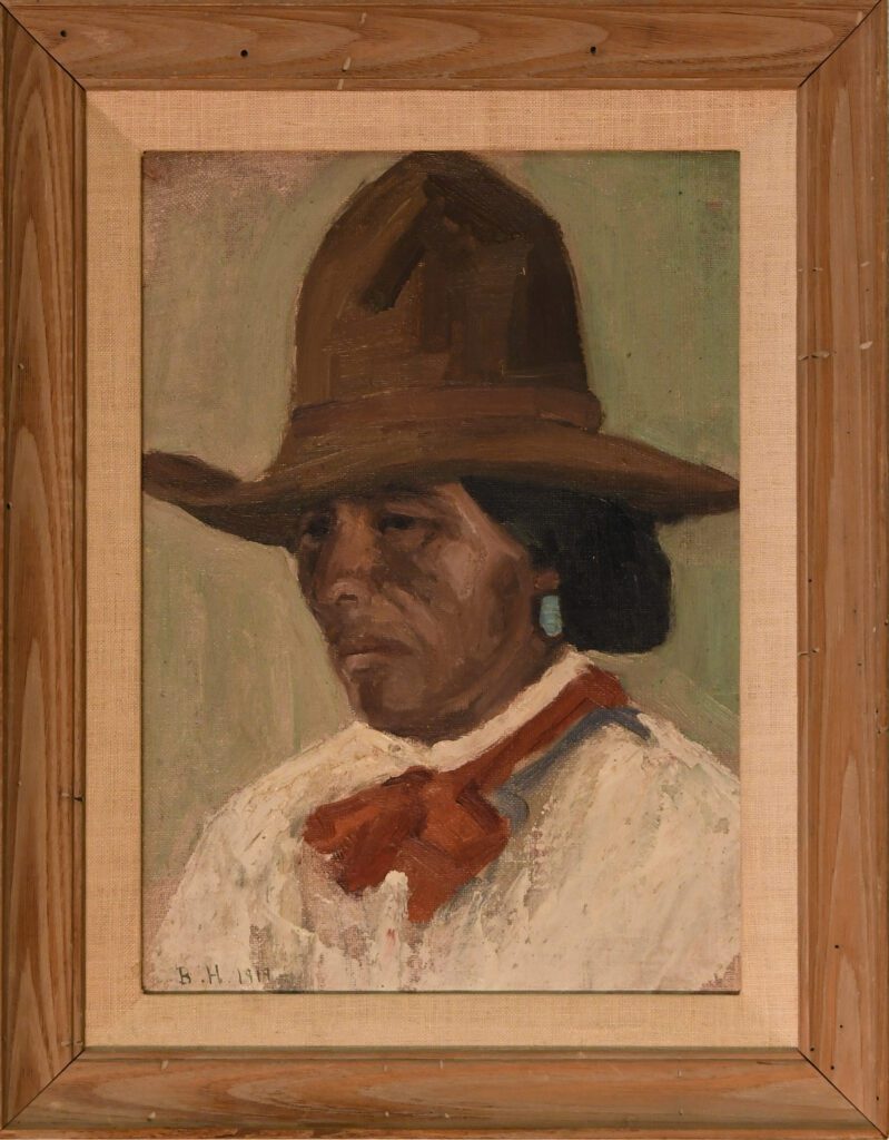 oil painting of man with hat