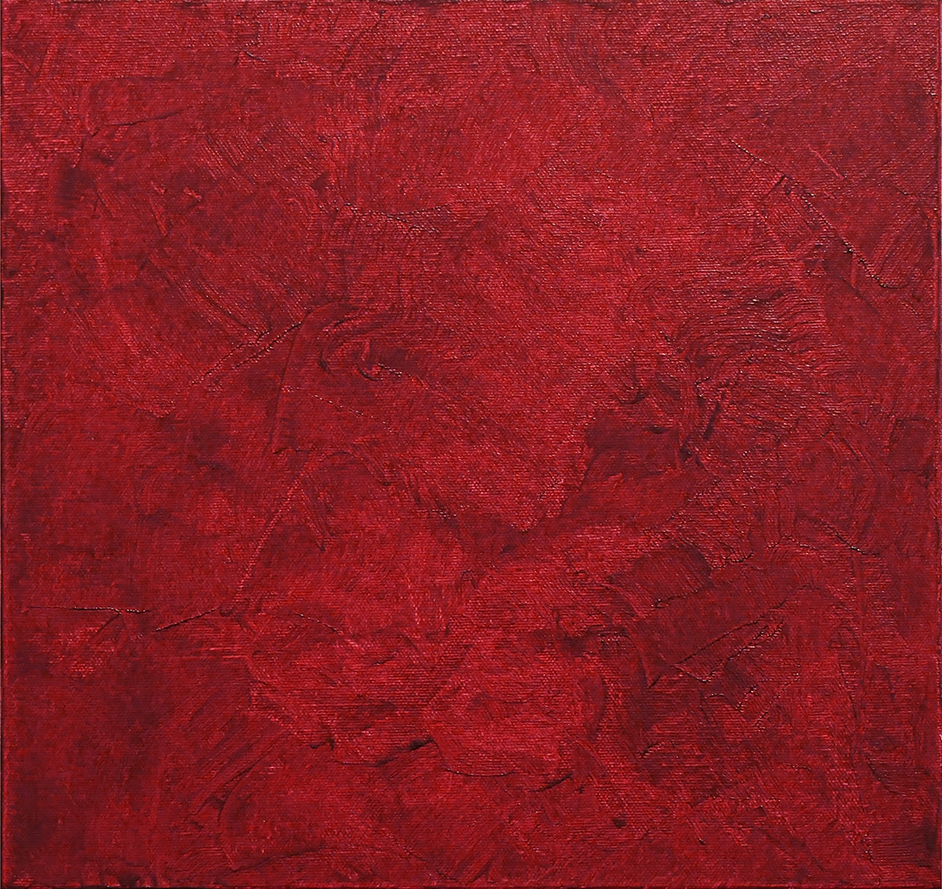 minimalist abstract oil painting with cochineal