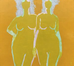 abstract nude painting of two women