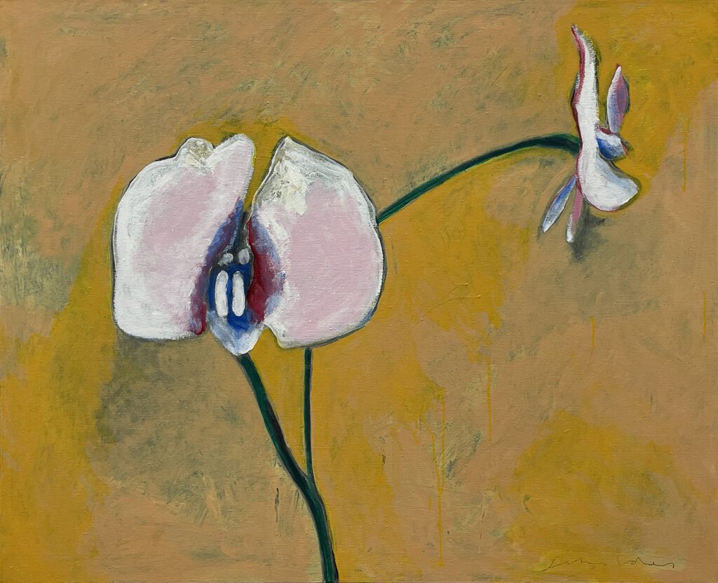 impressionist painting of an orchid by Fritz Scholder