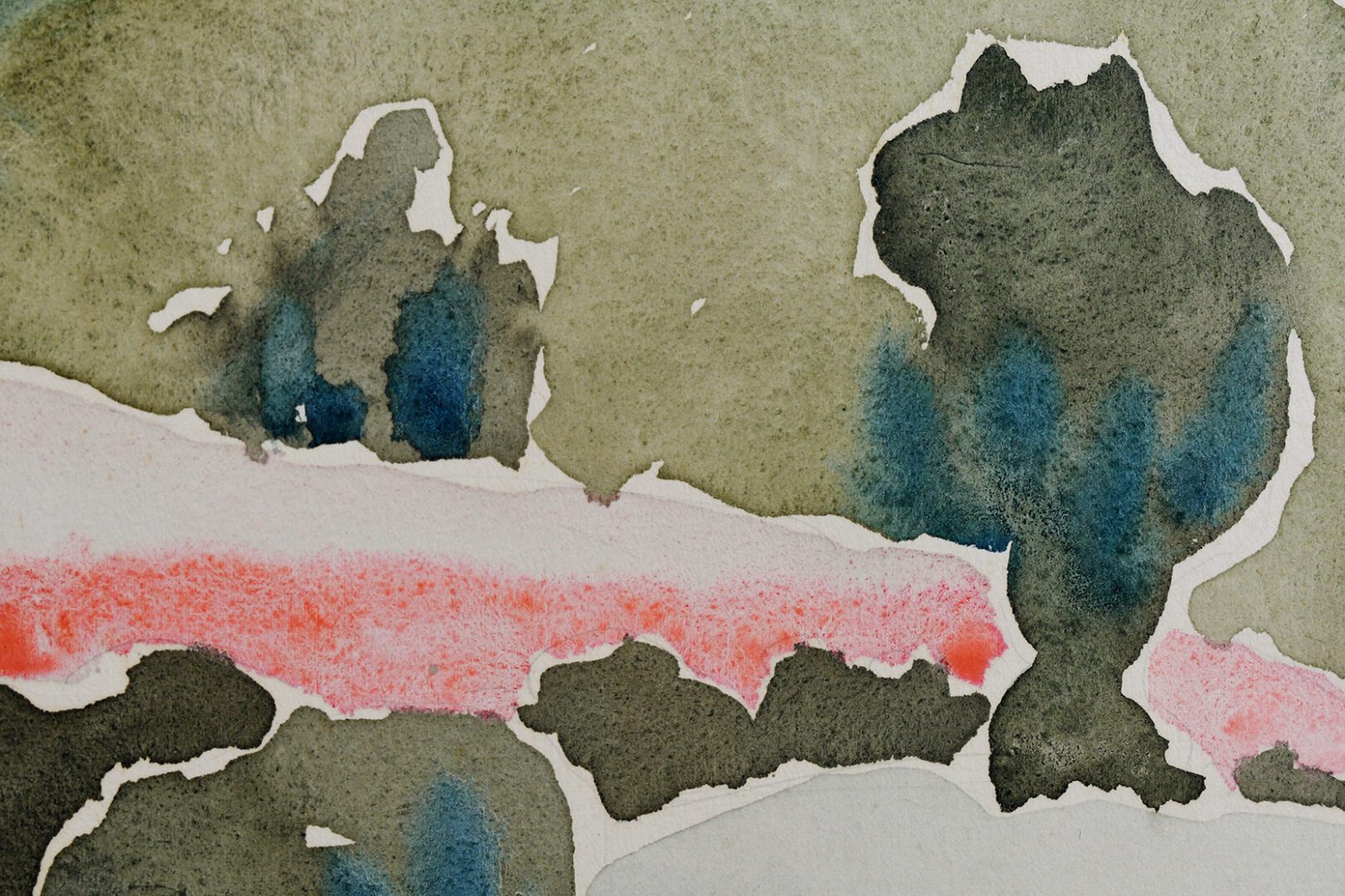 detail of Georgia O'Keeffe watercolor painting